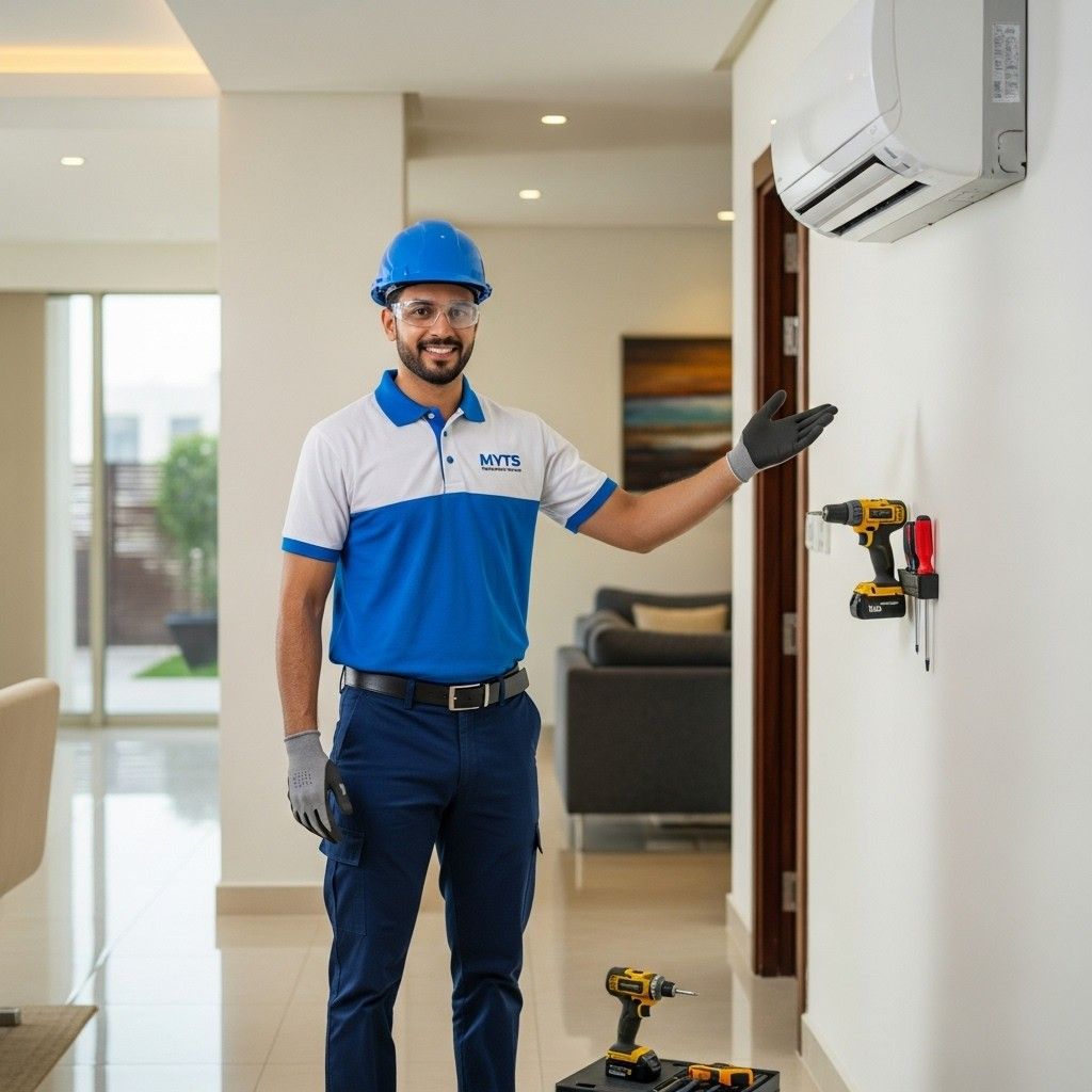 AC installation service in Dubai by MYTS Technical Services including wall, split, and cassette AC installation