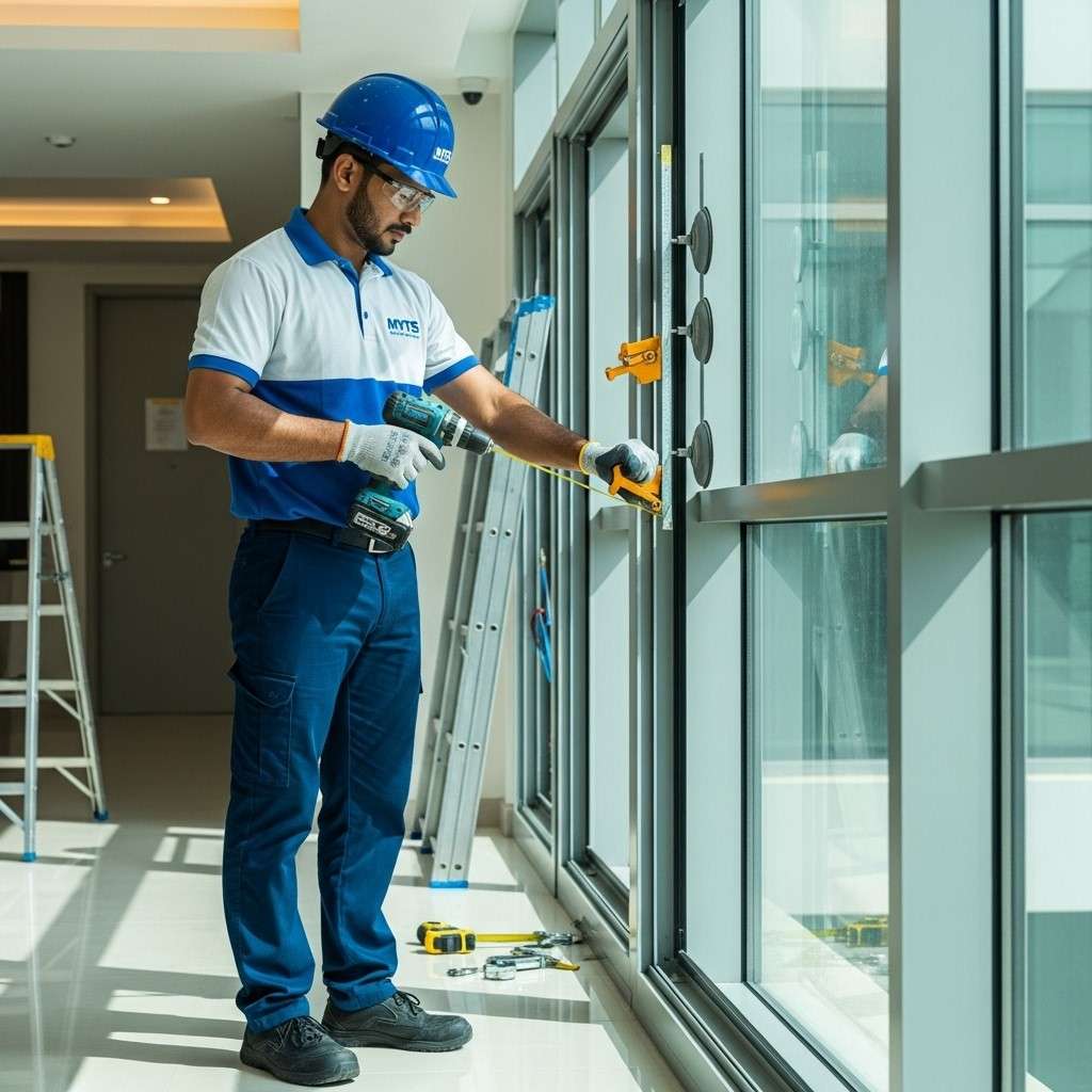 Professional aluminum and glass works in Dubai, including doors, windows, partitions, and shopfronts.