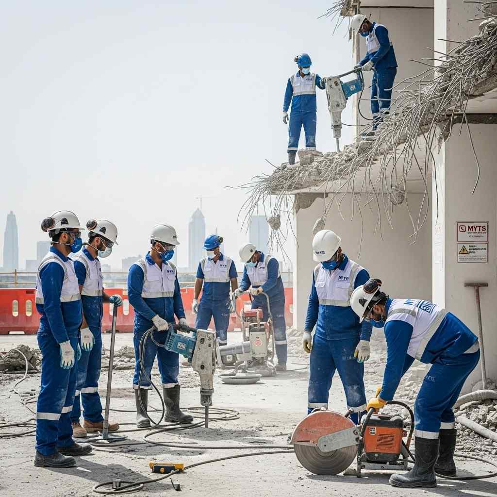 Professional building demolition services in Dubai by MYTS Technical Services – safe, controlled, and efficient residential and commercial demolition work.