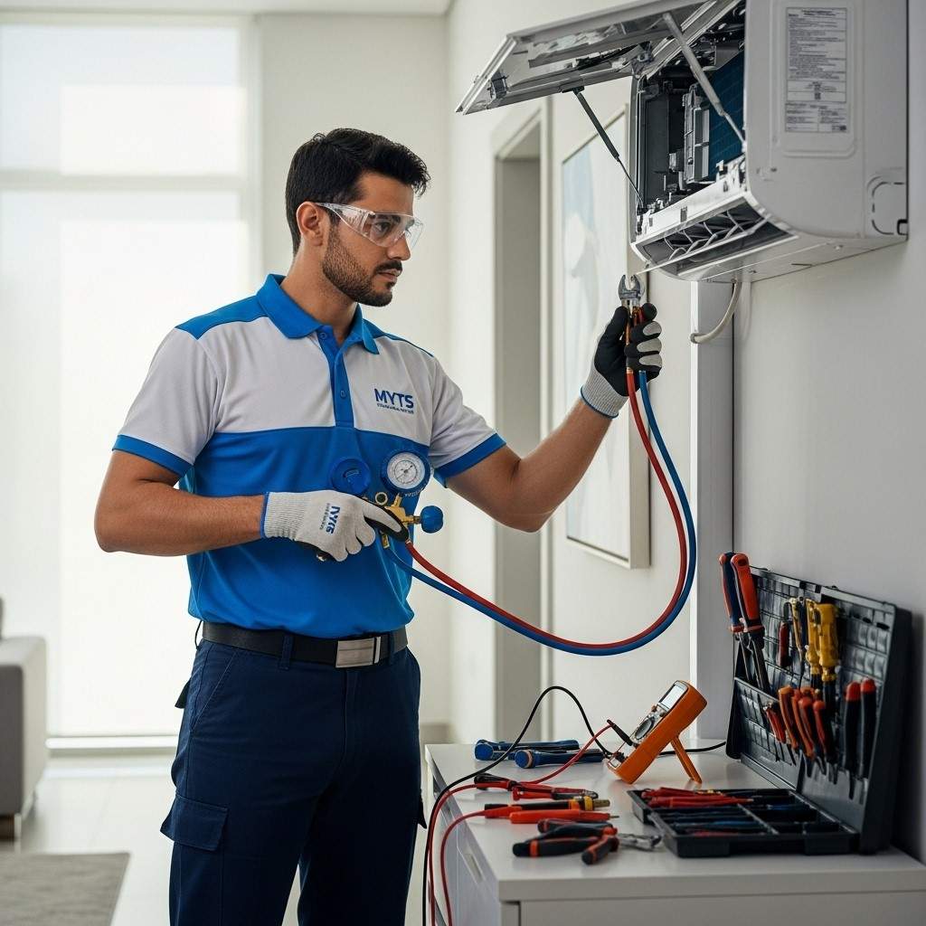 Expert cassette AC installation in Dubai by MYTS Technical Services for offices and commercial spaces