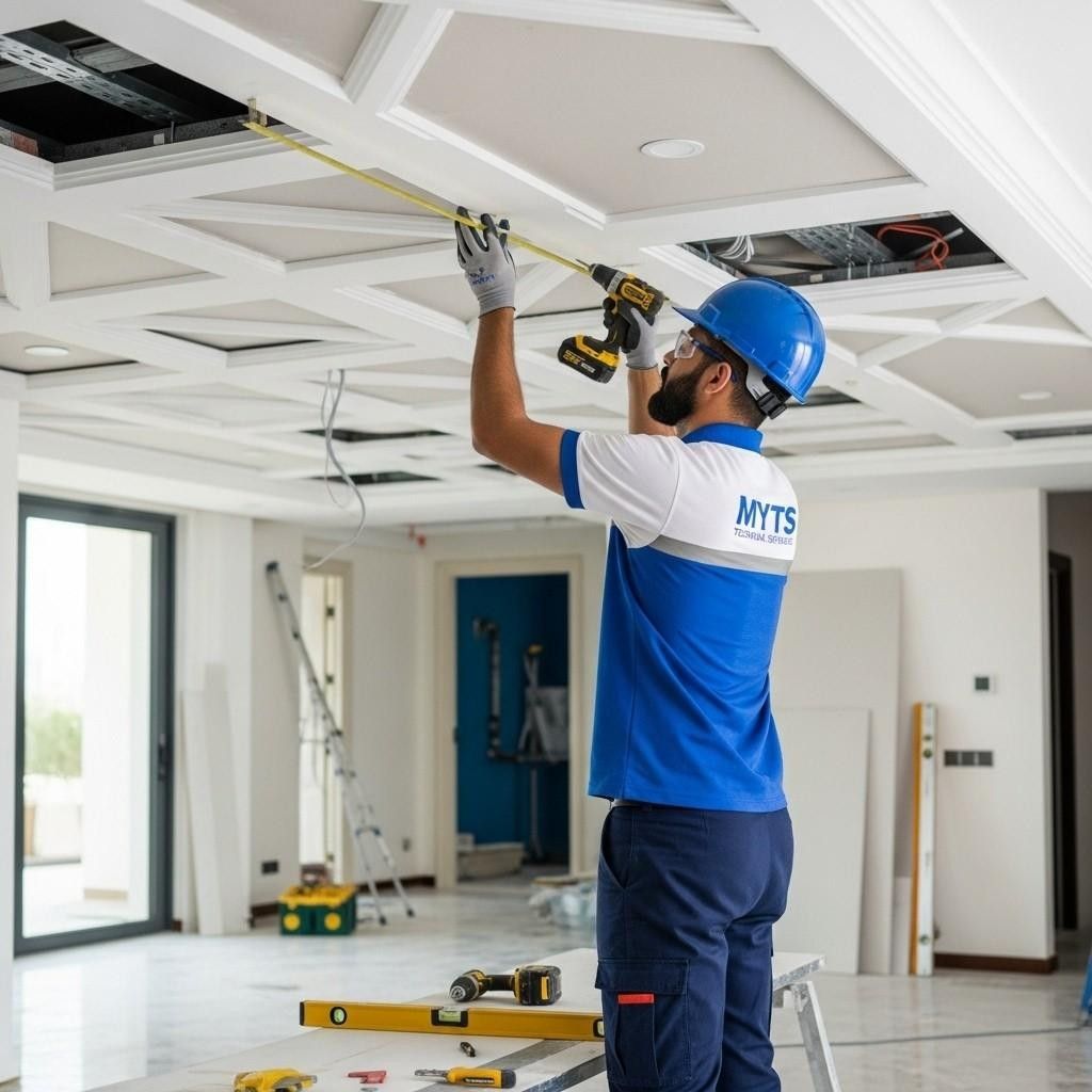 Custom gypsum designs and decorative ceilings installed in Dubai by MYTS Technical Services