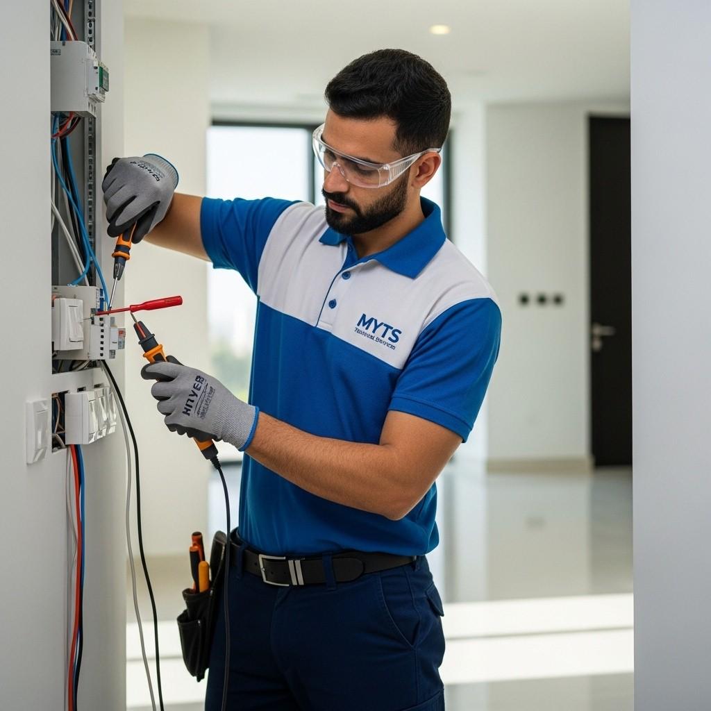 Professional electrical installation services in Dubai by MYTS Technical Services – wiring, lighting, switchboards, and commercial & residential electrical systems.