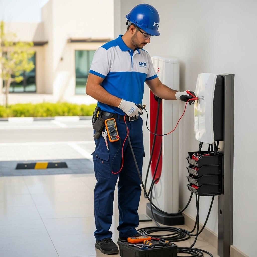 Professional Tesla EV charger upgrades and installation in Dubai by MYTS Technical Services for homes, offices, and commercial properties.