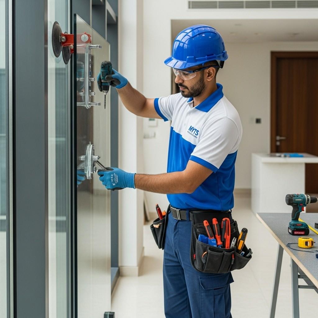 Professional glass repair and replacement services in Dubai by MYTS Technical Services for homes, offices, and commercial spaces.