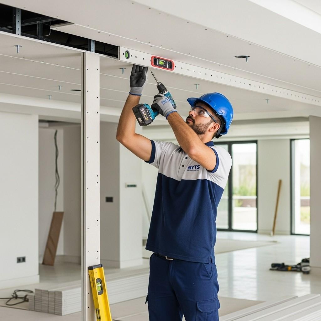 Home 18 Gypsum partition and ceiling work in Dubai by MYTS Technical Services including office partitions, room dividers, and ceiling installation