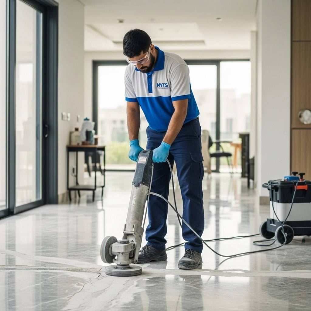 Professional marble restoration and grinding work in Dubai by MYTS Technical Services