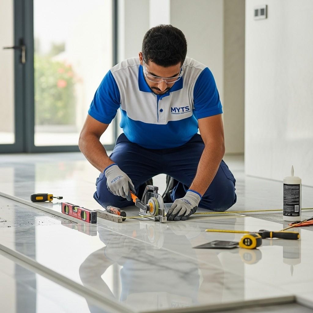 Professional new marble fixing services in Dubai by MYTS Technical Services, ensuring precise installation and durable finishes.