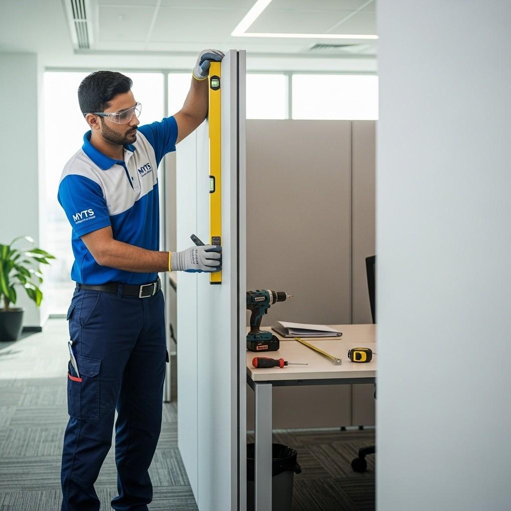 Office gypsum partition installation and ceiling solutions in Dubai by MYTS Technical Services