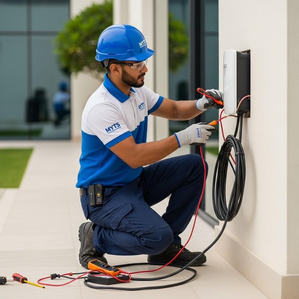 Expert Tesla charger installation services in Dubai by MYTS Technical Services for homes, offices, and commercial properties. Safe, reliable, and certified setup.