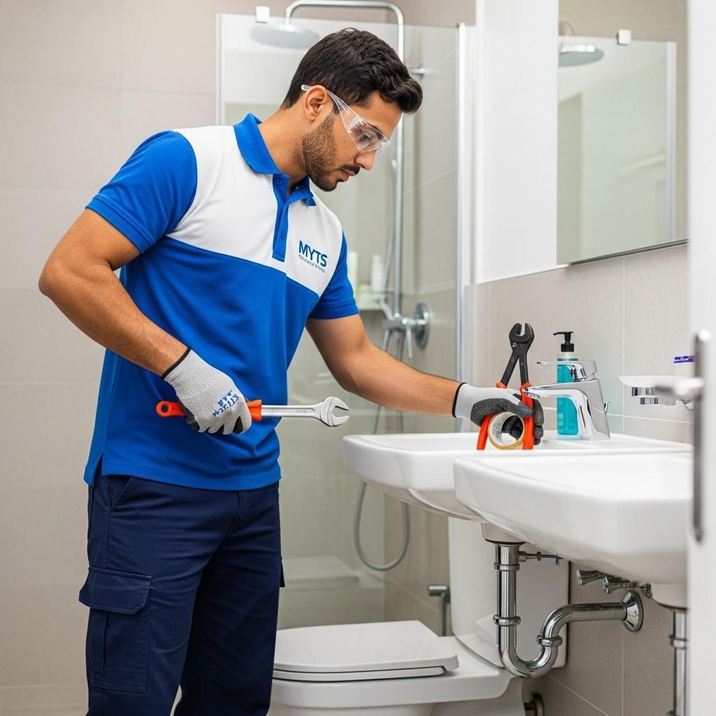 Bathroom plumbing services in Dubai by MYTS Technical Services including repairs and installation