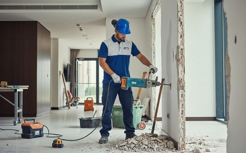 Residential demolition work in Dubai showing safe strip-out by professionals