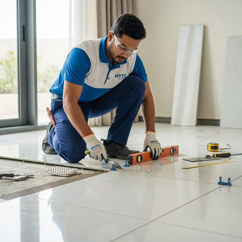 Floor tiling services in Dubai by MYTS Technical Services professional tile installation