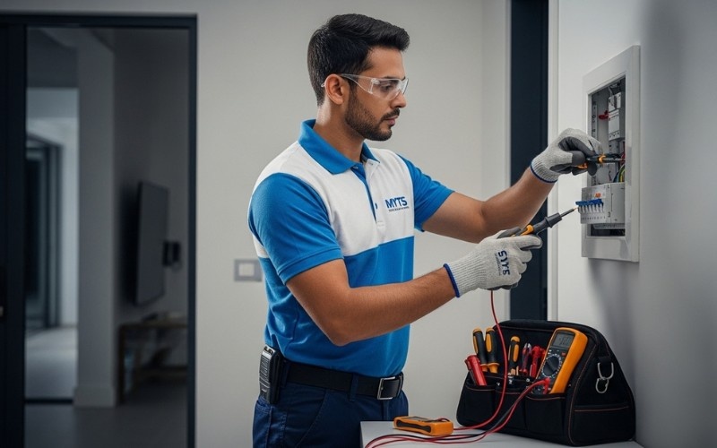 Home electrician Dubai repairing sockets and switches