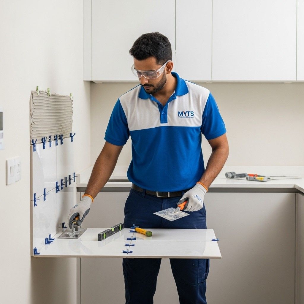 Kitchen wall and floor tiling services in Dubai by MYTS Technical Services
