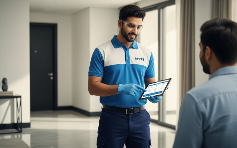 Plumber fixing a pipe leak in a Dubai villa