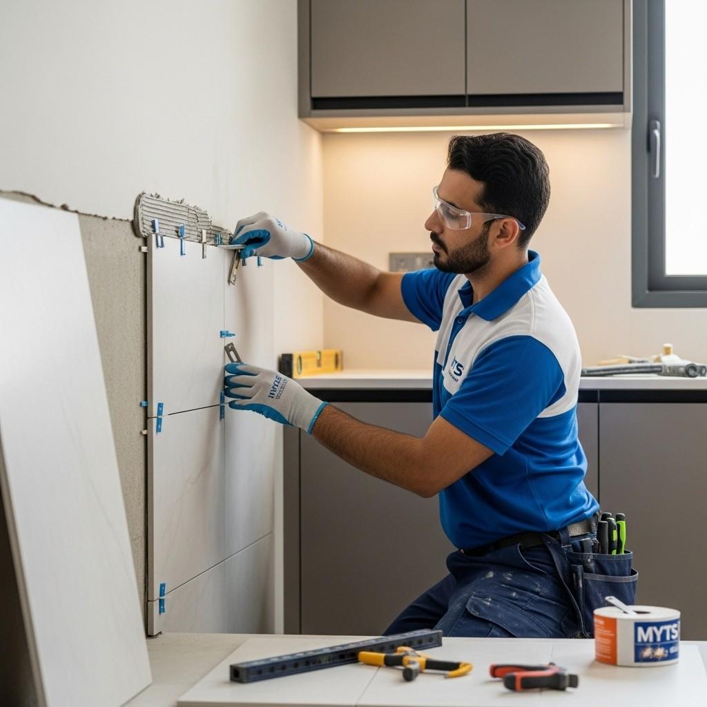Wall tiling services in Dubai by MYTS Technical Services professional tile installation