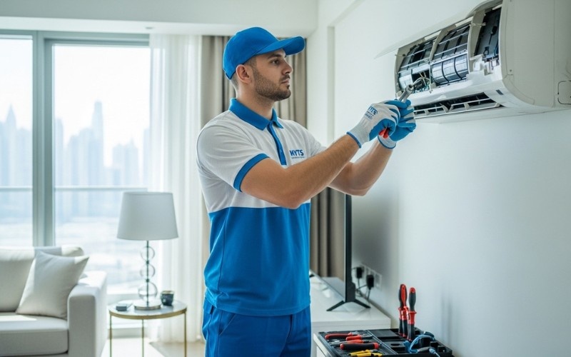AC Repair Dubai Near Me Same Day AC Service in UAE 1 expert technician providing AC repair services in Dubai near me