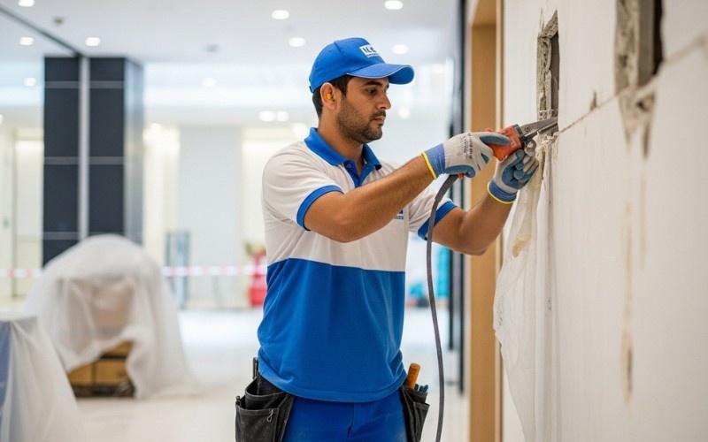 Home 33 controlled demolition Dubai removing building section safely