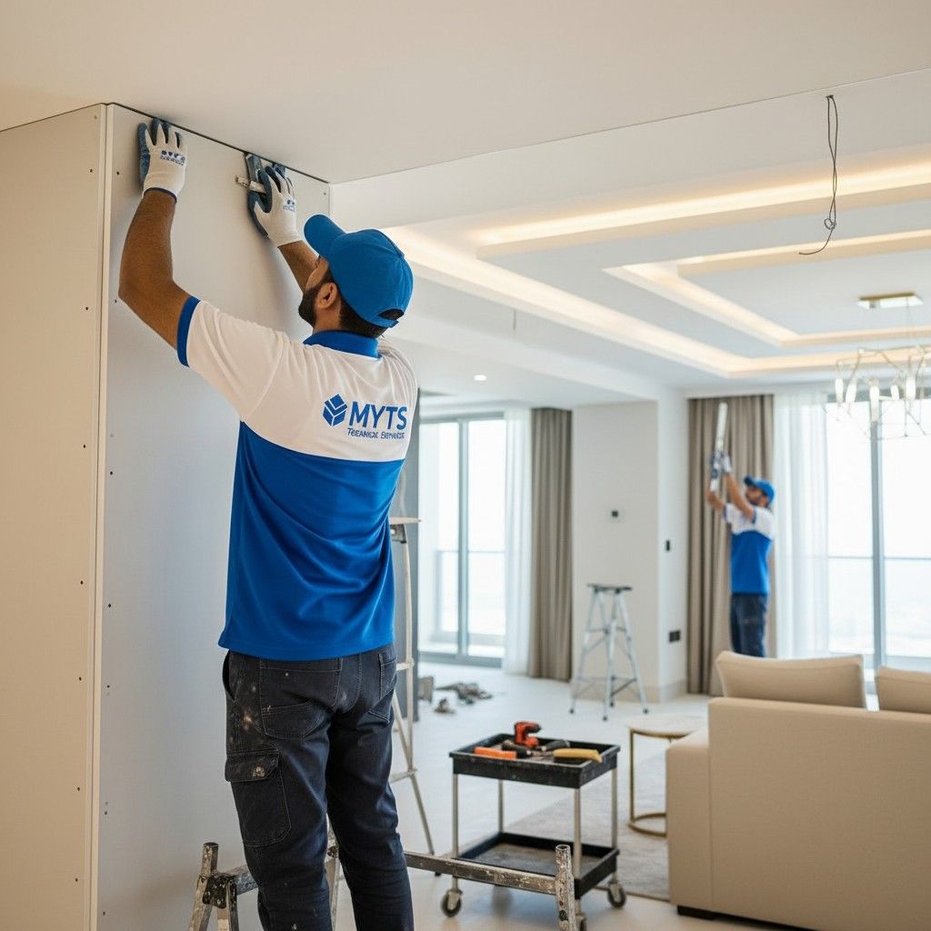 Custom gypsum designs and decorative ceilings installed in Dubai by MYTS Technical Services