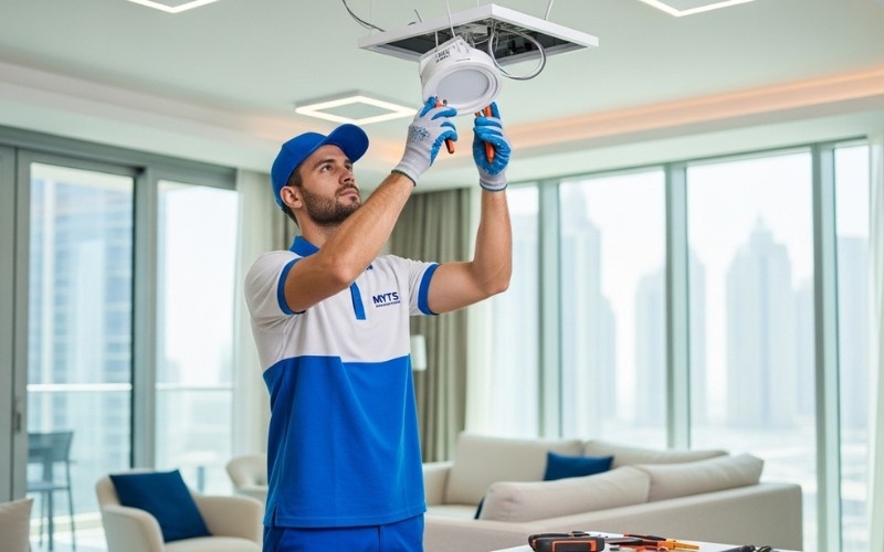 expert electrician in Dubai performing wiring and installation work