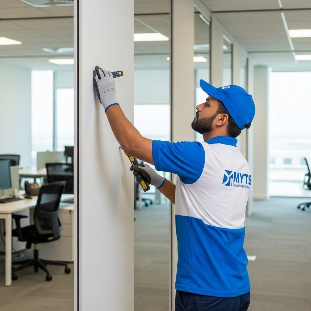 Office gypsum partition installation and ceiling solutions in Dubai by MYTS Technical Services