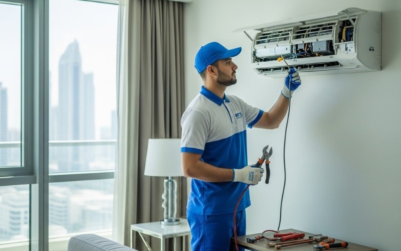 AC Service in Dubai Complete Guide to Maintenance, Repair and Cooling Solutions 1 expert technicians providing AC repair and AC service in Dubai
