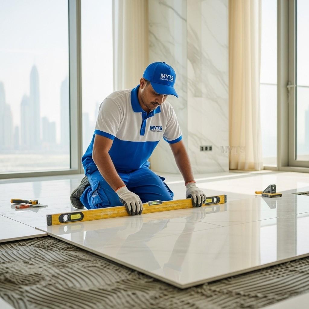 professional floor tiling services in Dubai for home installation