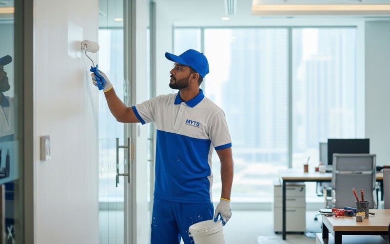 office painting services in Dubai for modern workspace walls