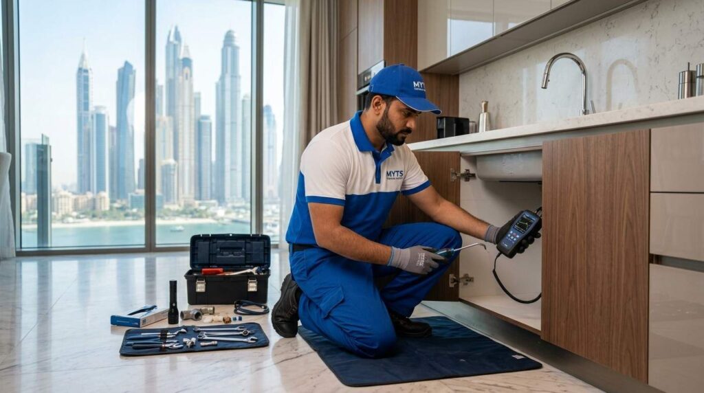 Emergency water leak detection service by expert plumber in Dubai