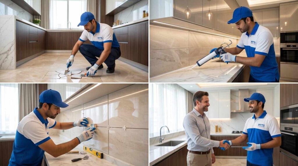 Kitchen Tiling Dubai Affordable & Professional Tile Installation in UAE 3 Affordable kitchen tile fixing and renovation services in Dubai