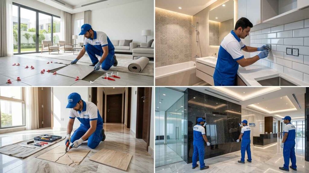 Professional Tiling Contractors Dubai Expert Tile Fixing Services 2 Bathroom tile installation work by professional tiling contractors in Dubai