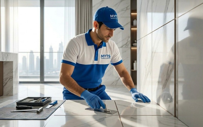 Professional floor and wall tiling work in Dubai by MYTS Technical Services