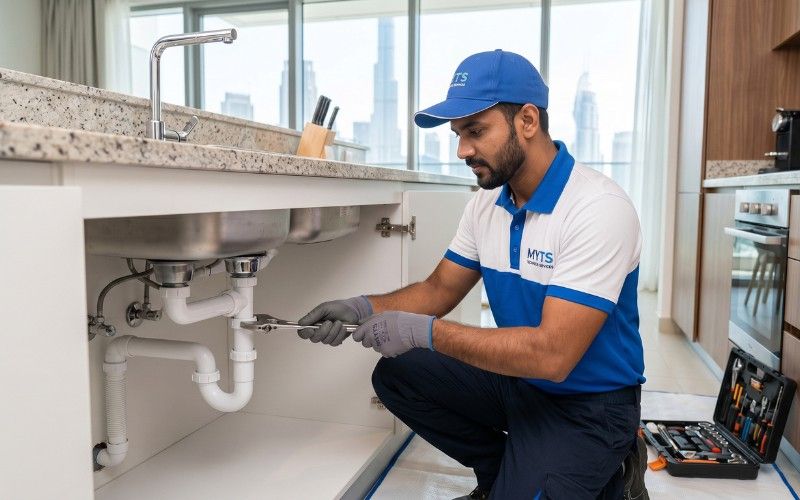 professional plumbing services in Dubai fixing kitchen sink leak