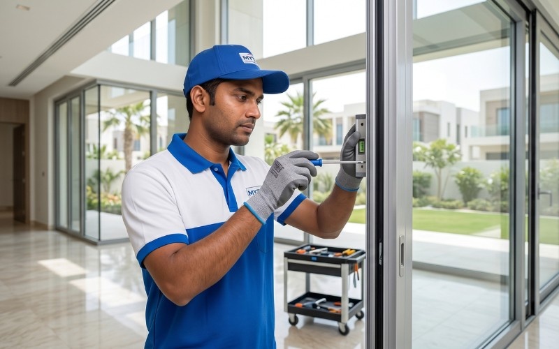Modern aluminium windows installation in Dubai residential building