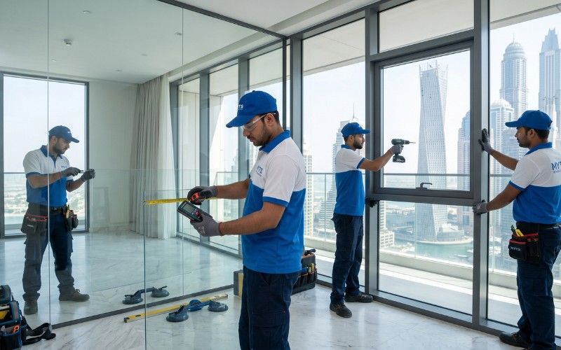 Professional aluminium and glass company in Dubai installing modern windows and doors