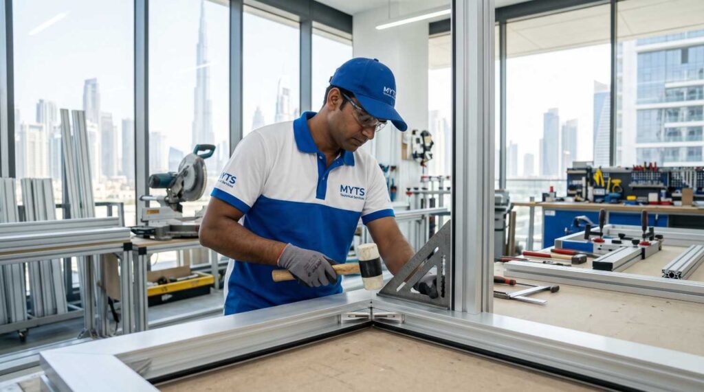 Aluminum Work in Dubai Professional Aluminum Fabrication and Installation Services 1 Custom aluminum door fabrication and installation work in Dubai