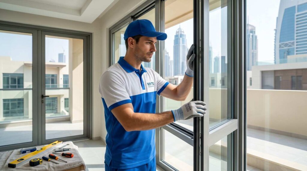Stylish aluminum windows installed in a villa in Dubai