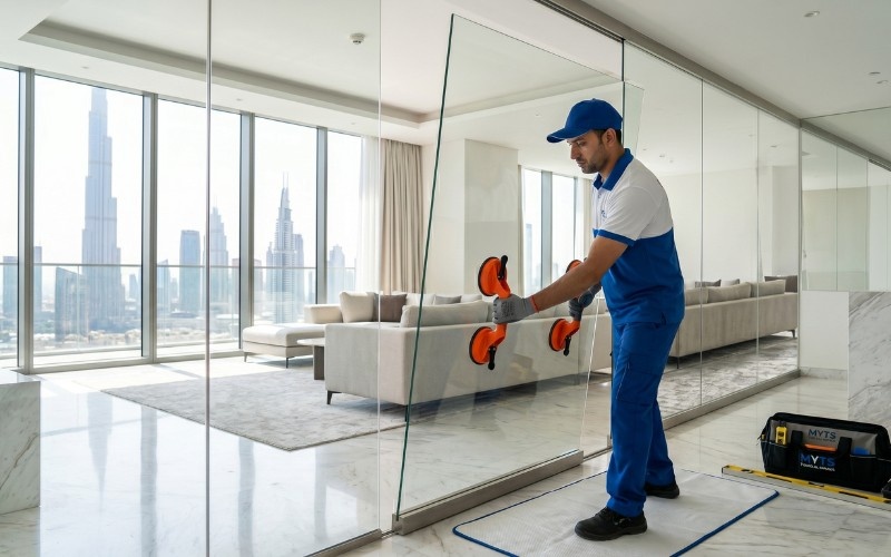 Modern glass installation in Dubai for residential and commercial buildings