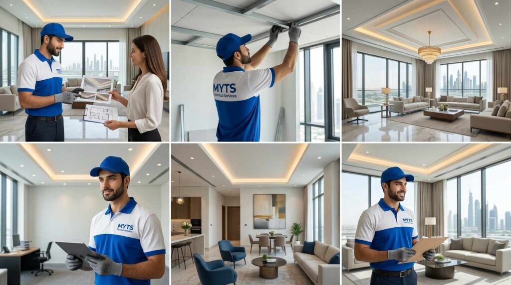 Best gypsum ceiling contractors in Dubai providing false ceiling installation services.