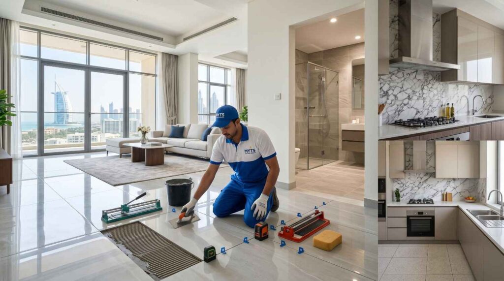 Expert kitchen wall and floor tile installation for residential properties in Dubai