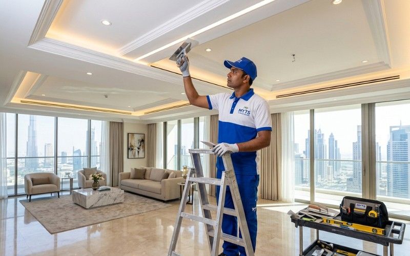 Professional gypsum ceiling installation in Dubai with modern false ceiling design