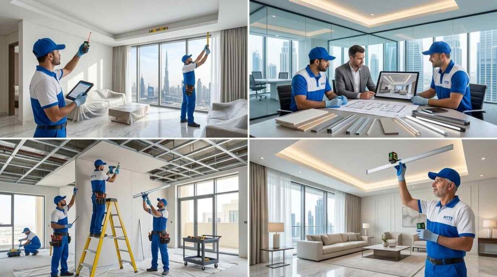 Gypsum ceiling and wall installation project in a Dubai residential property