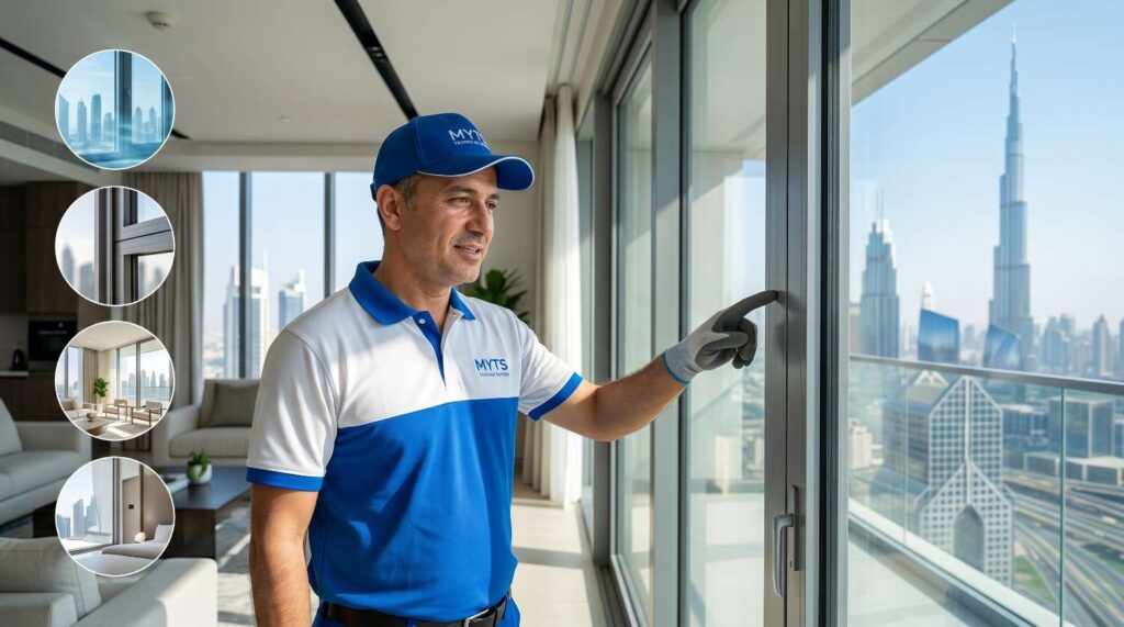 Stylish sliding aluminium windows installed in Dubai apartment