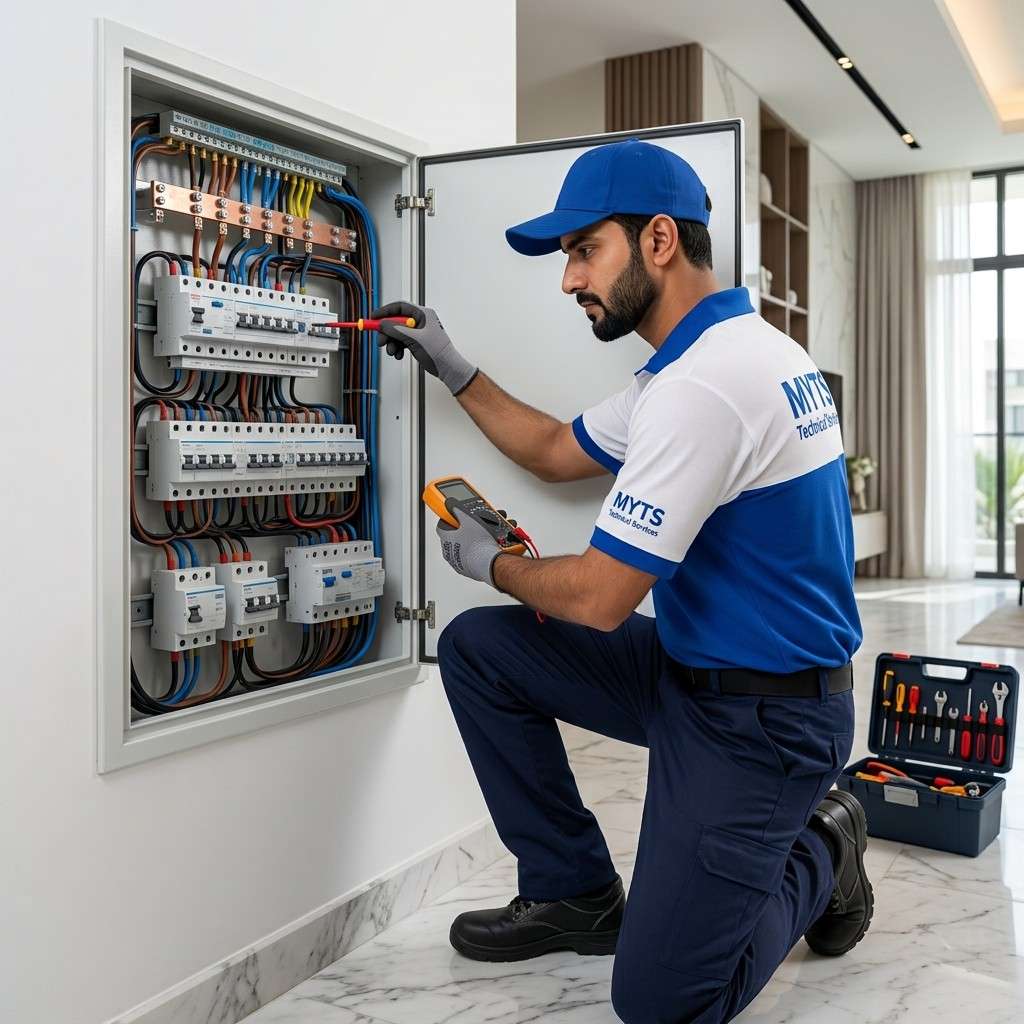 Professional electric work services in Dubai including wiring, lighting, switch installation, and repairs by MYTS Technical Services