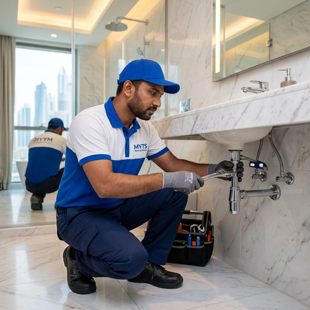 Bathroom plumbing services in Dubai by MYTS Technical Services including repairs and installation