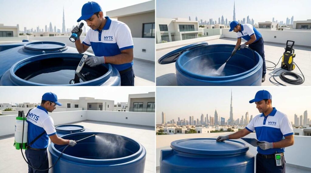 Commercial water tank cleaning services in Dubai with professional cleaning and disinfection