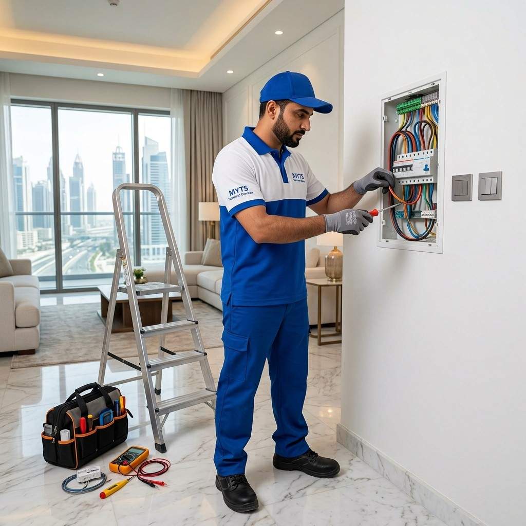 Professional electrician providing electrical repair and troubleshooting services in Dubai