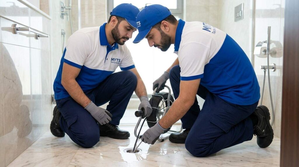Drainage Cleaning Services Sharjah Fast & Professional Drain Cleaning Solutions 3 Emergency drainage cleaning technician solving blocked drain issues in Sharjah