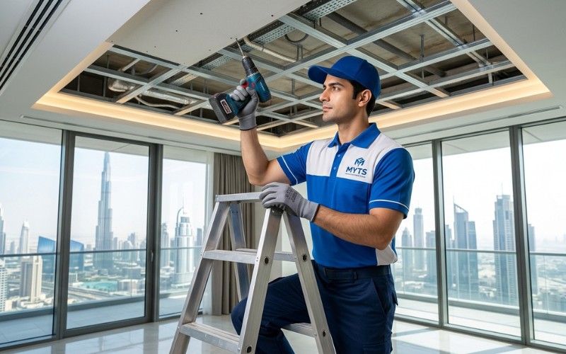 Home 34 modern false ceiling design in Dubai living room by expert contractors