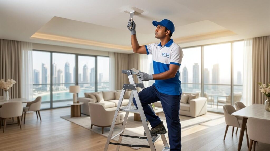 Ceiling Work in Dubai Professional Ceiling Installation & Repair Services 1 Modern false ceiling installation in Dubai for residential and commercial properties